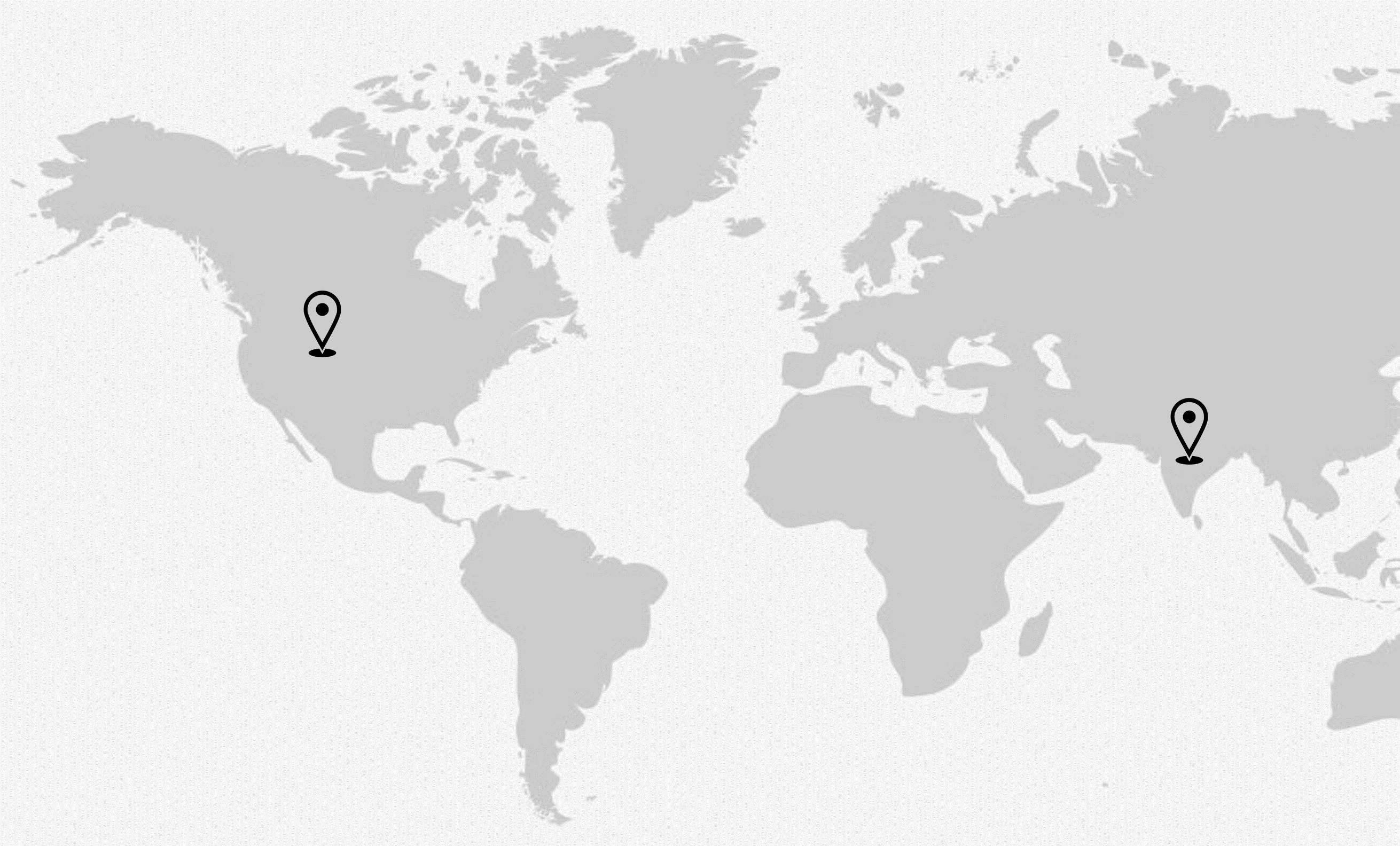 Map locating Branch in India and USA